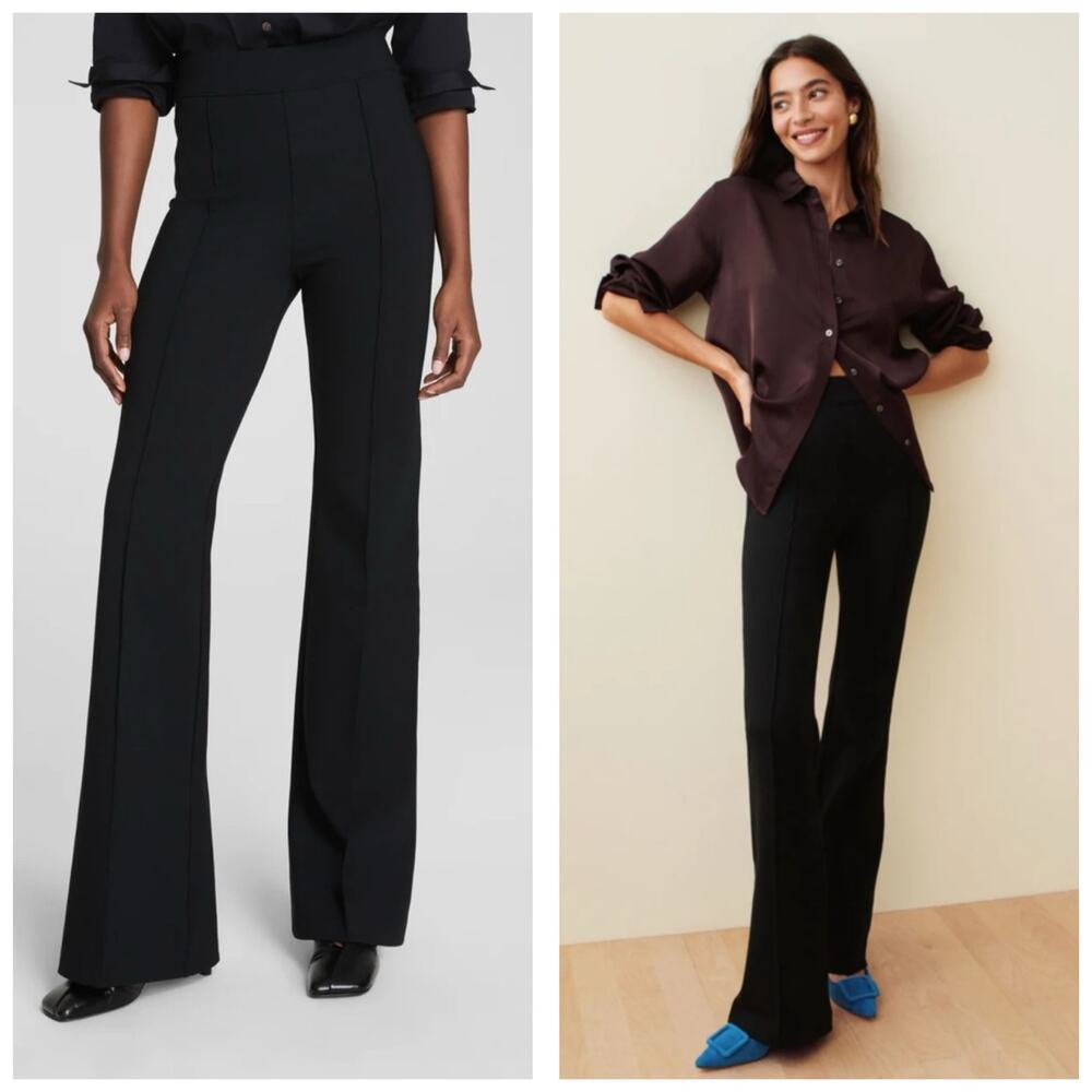 Spanx Super Smooth Perfect Fit Ponte Flare Pants Size Medium Black Stretch
